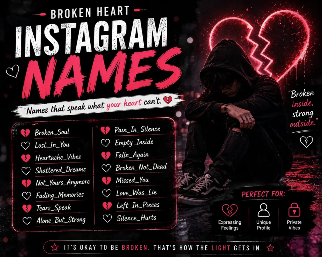 Broken Heart Instagram Name: 150+ Sad Username Ideas