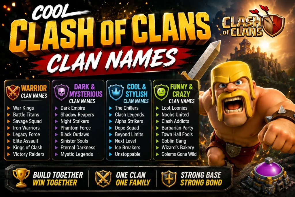 Cool Clash of Clans Clan Names: 200+ Unique Ideas