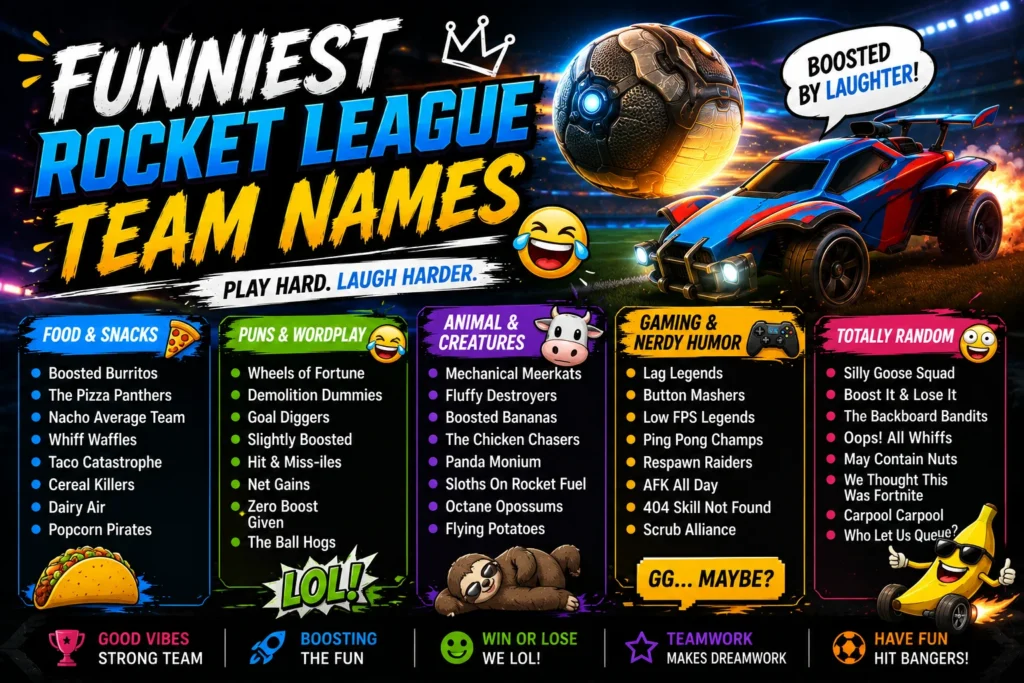 Funniest Rocket League Team Names: 200+ Hilarious Ideas