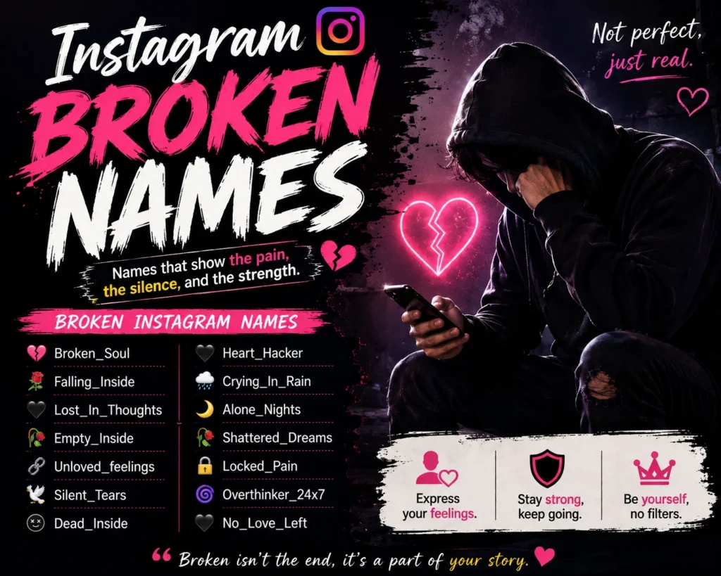 Instagram Broken Names: Sad, Emotional & Unique Username Ideas