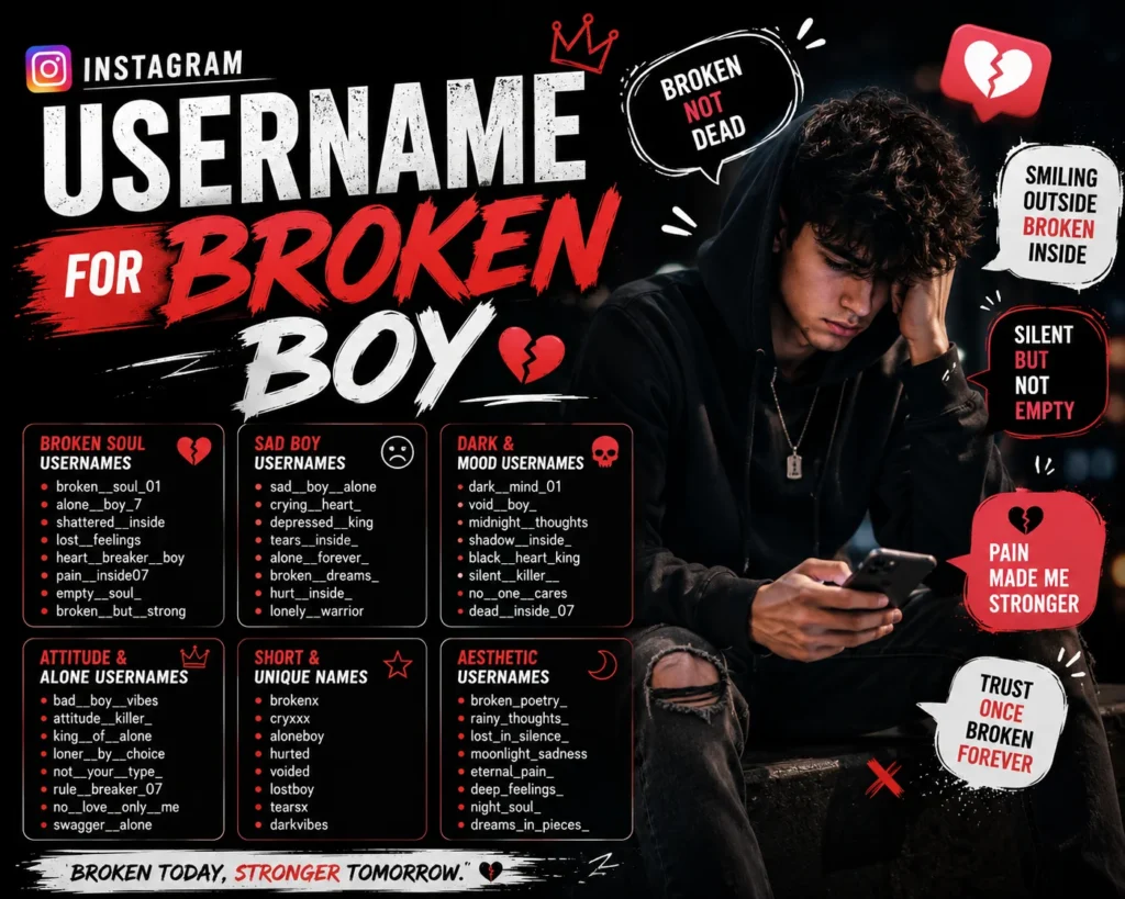 Instagram Username for Broken Boy: 250+ Sad Ideas