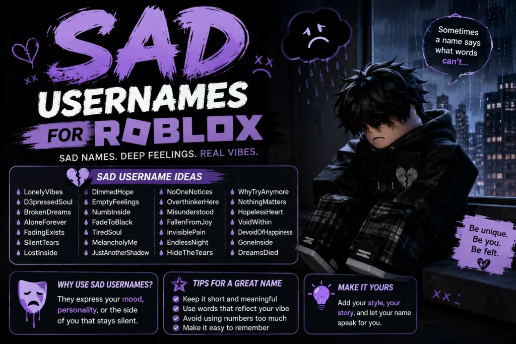 Sad Usernames for Roblox: 200+ Aesthetic & Lonely Ideas