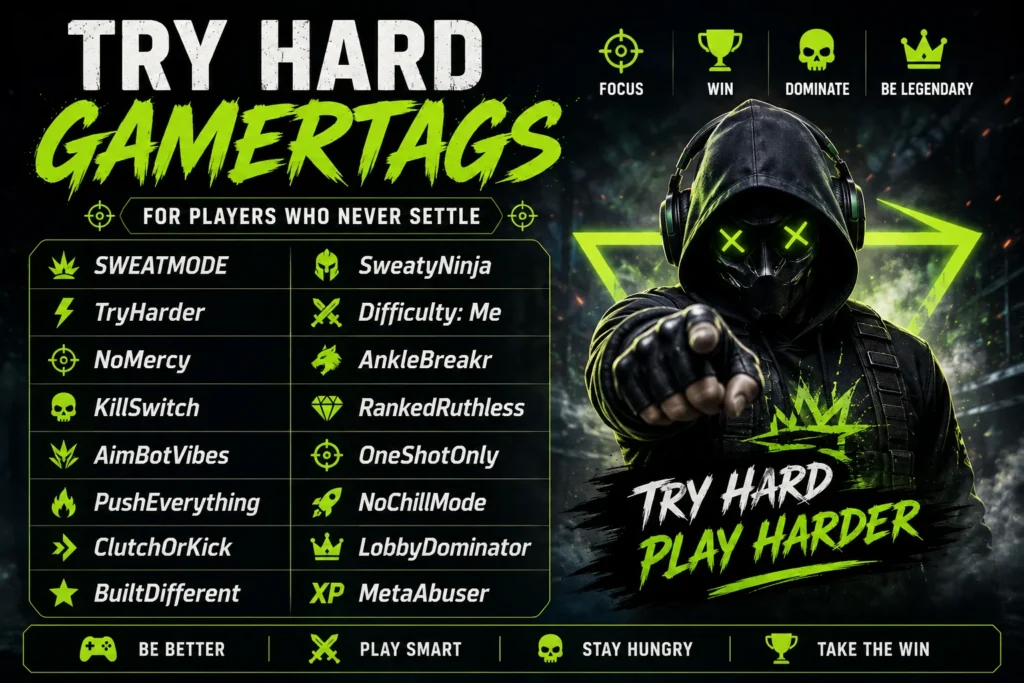 Try Hard Gamertags: 250+ Sweaty, Short & Cool Names